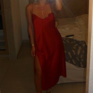 Elegant Red Slip Dress
